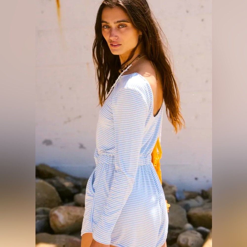 Free People | Yvette Striped Romper (blue); Size: XS